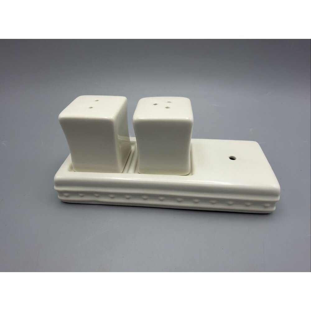 Nora Fleming Stoneware Salt & Pepper Shakers Pearl Dot (retired) White Pottery